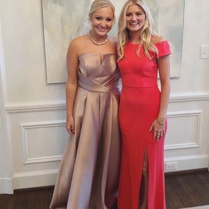 Coral, cold shoulder, long dress, ABS - xs